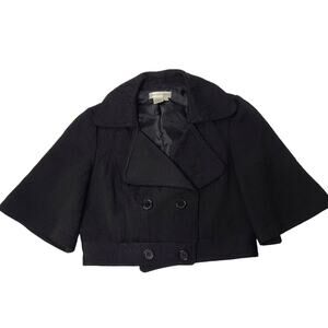 Newport News Womens SZ 6 Cabi Cropped Double-Breasted Black Jacket Short Sleeve
